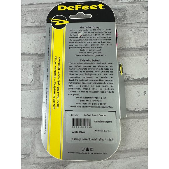 DeFeet Aireator Cycling Running Performance Socks Breast Cancer Black Pink New - Picture 3 of 4